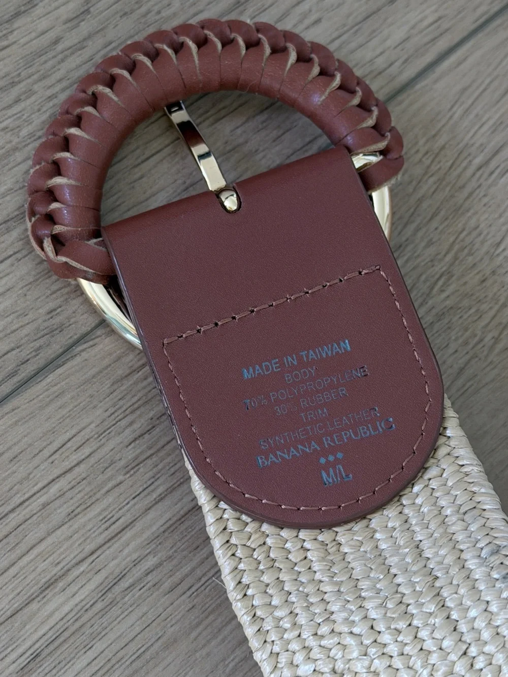 NEW Banana Republic Natural Straw Adjustable Belt with Tan Braided Buckle